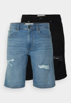 Pier One Unisex 2 Pack - Shorts Vaqueros - Blue/Black Denim -Tienda De Moda Boutique 07a2a099e2d644ab8c70e05709f387ae