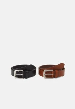 Pier One Leather 2 Pack - Cinturón - Cognac/Black