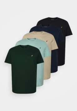 Pier One 5 Pack - Camiseta Básica - Dark Green/Beige/Light Blue -Tienda De Moda Boutique 7af36362bd71478faf64c035d446b9b1