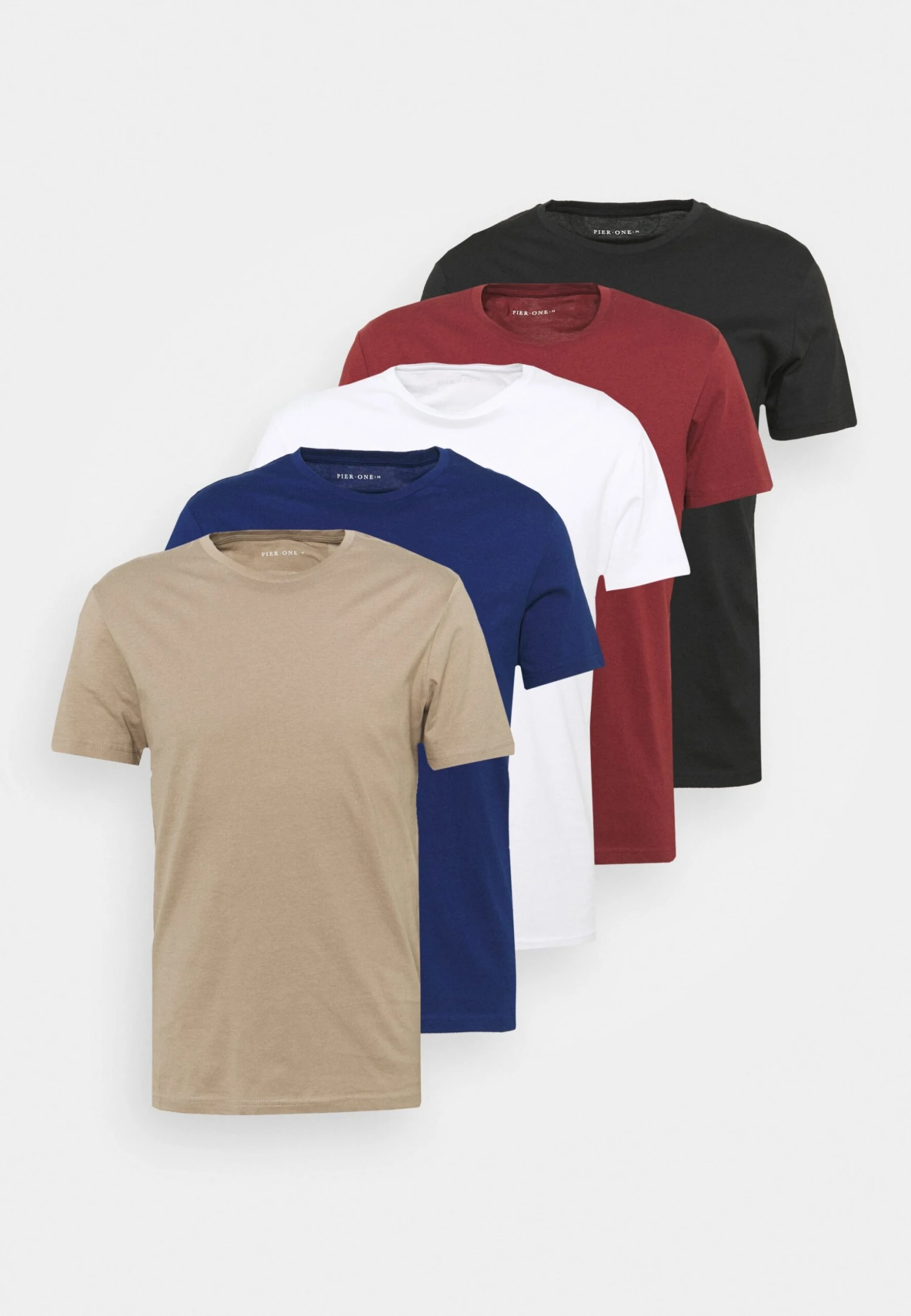 Pier One 5 Pack - Camiseta Básica - White/Black/Bordeaux 9 Pier One 5 Pack - Camiseta Básica - White/Black/Bordeaux - Imagen 9