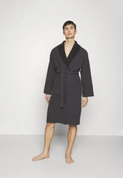 Pier One Shawl Towel Bathrobe - Albornoz - Dark Grey