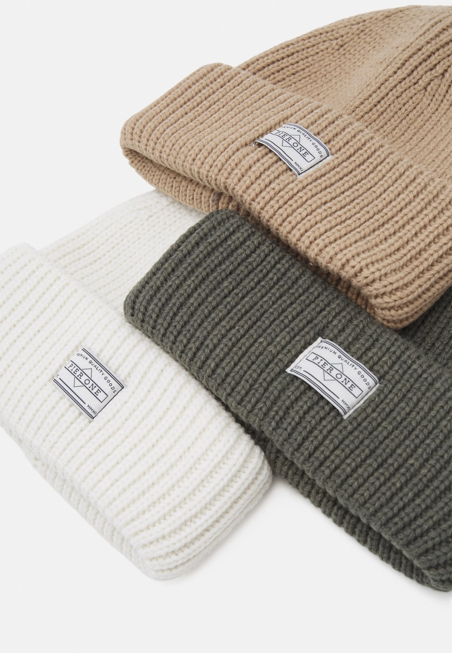 Pier One Unisex 3 Pack - Gorro - Beige/Green/White 3 Pier One Unisex 3 Pack - Gorro - Beige/Green/White - Imagen 3